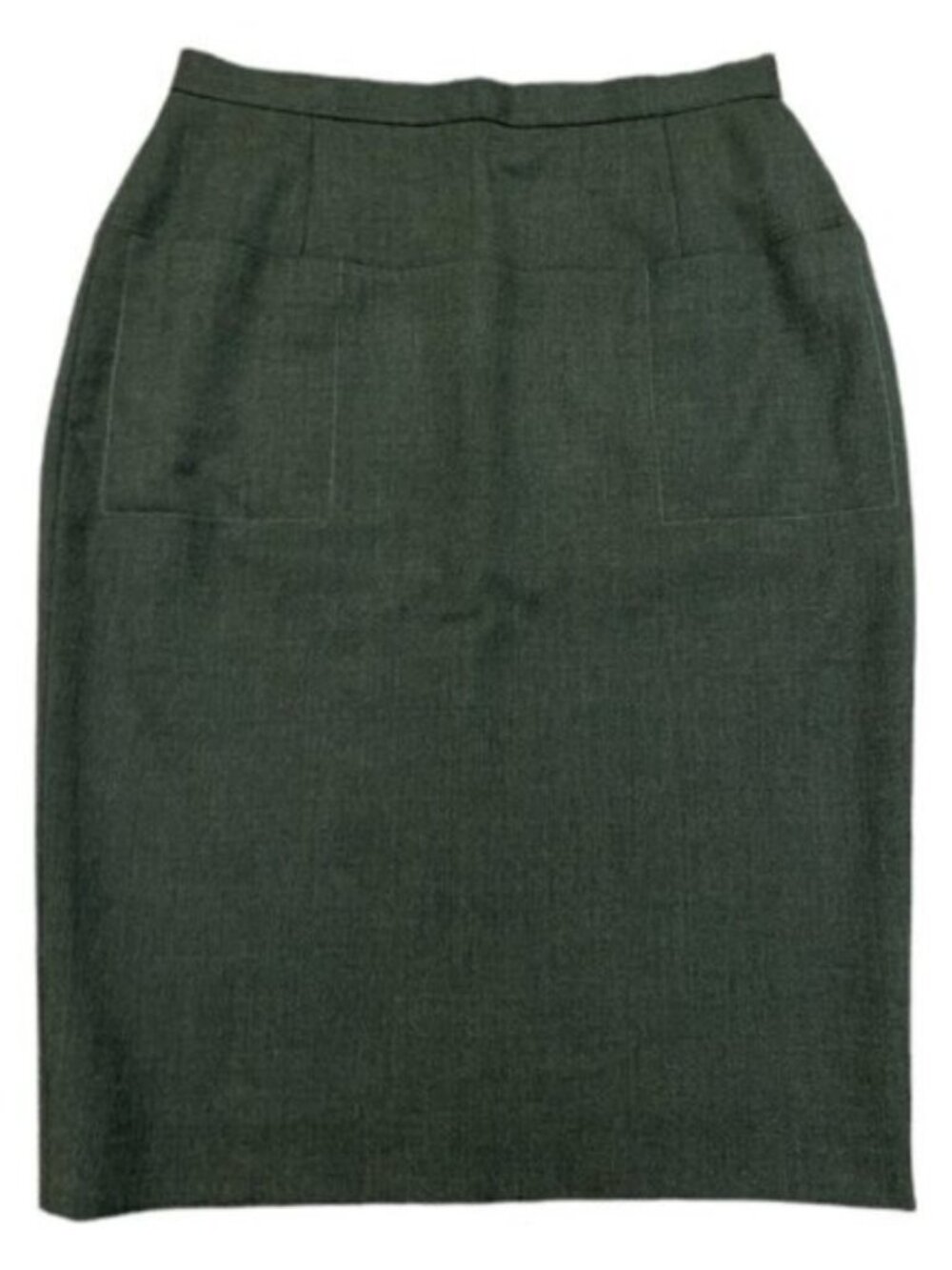 VTG Barneys Savile Row London Wool Skirt Pencil Olive Green Office Womens Sz 6